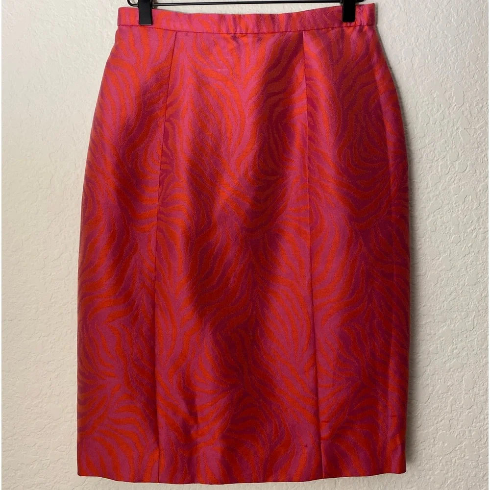Roland Nivelais fushia silk pencil skirt size 6 - Picture 1 of 8
